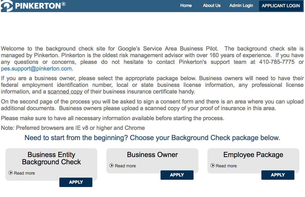 Google Local Services Ads Background Check: Pinkerton - third party
