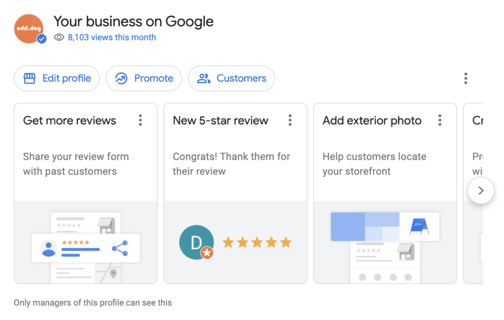 Google Business Profile dashboard 2022