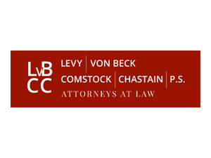 Levy | Von Beck | Comstock | Chastain | P.S. Attorneys at Law logo on maroon background